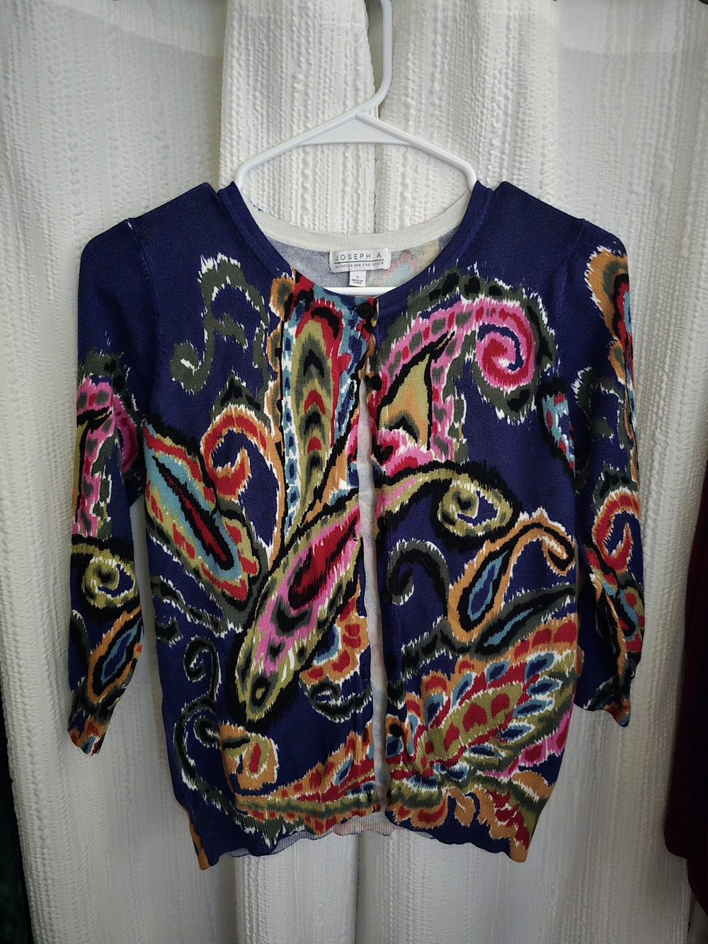Joseph Navy Multicolor Printed Cardigan Jacket